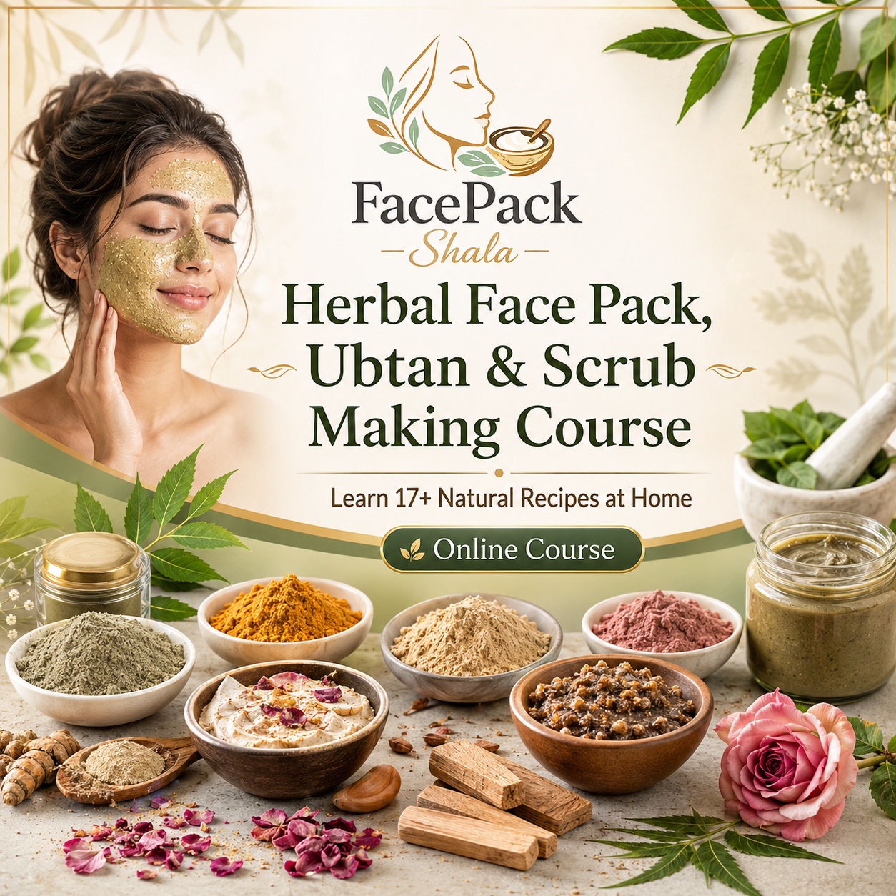 FacePack Shala — Herbal Face Pack, Ubtan & Scrub Making Course course thumbnail