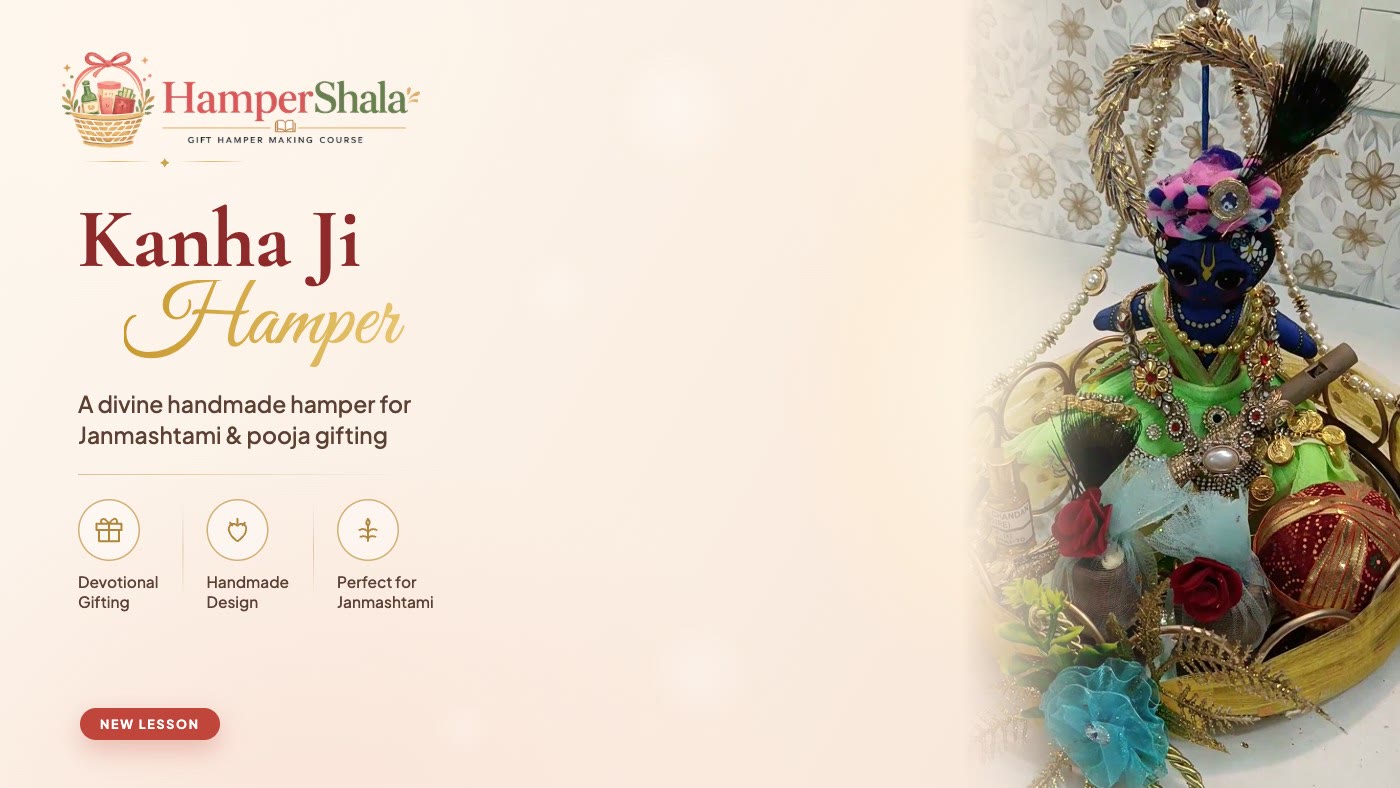 Kanha Ji Laddu Gopal gift hamper in a golden basket