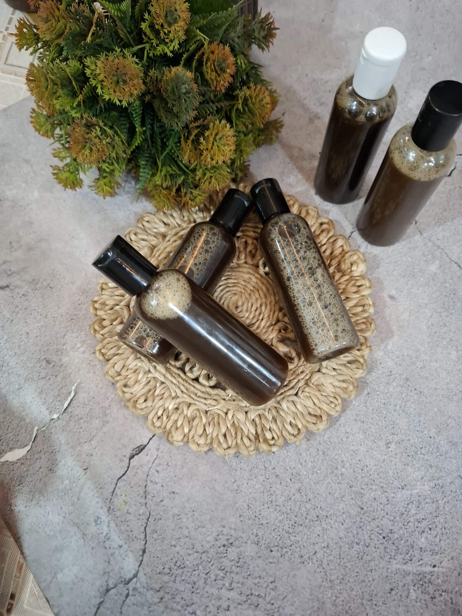 Finished shampoo bottles